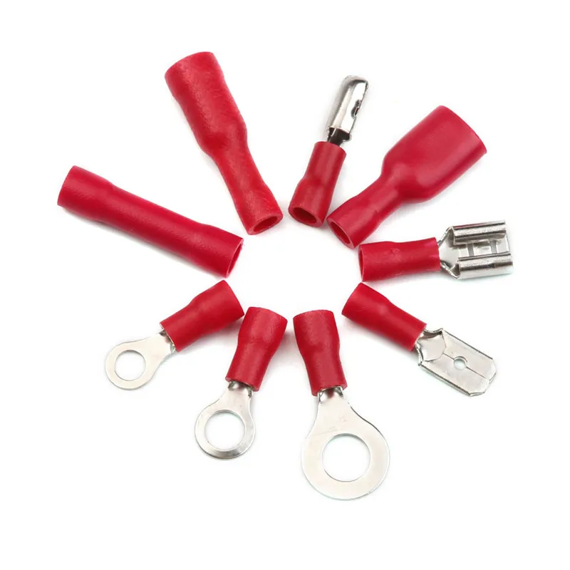 Terminais de Friso Conectores de Extremidade Anel de pá Terminadores de Cobre Conjunto com Caixa de Armazenamento Elétrico Isolado Garfo Azul Vermelho 360 Pçs Mod. 167829 6 conectores de extremidade anel de pá garfo