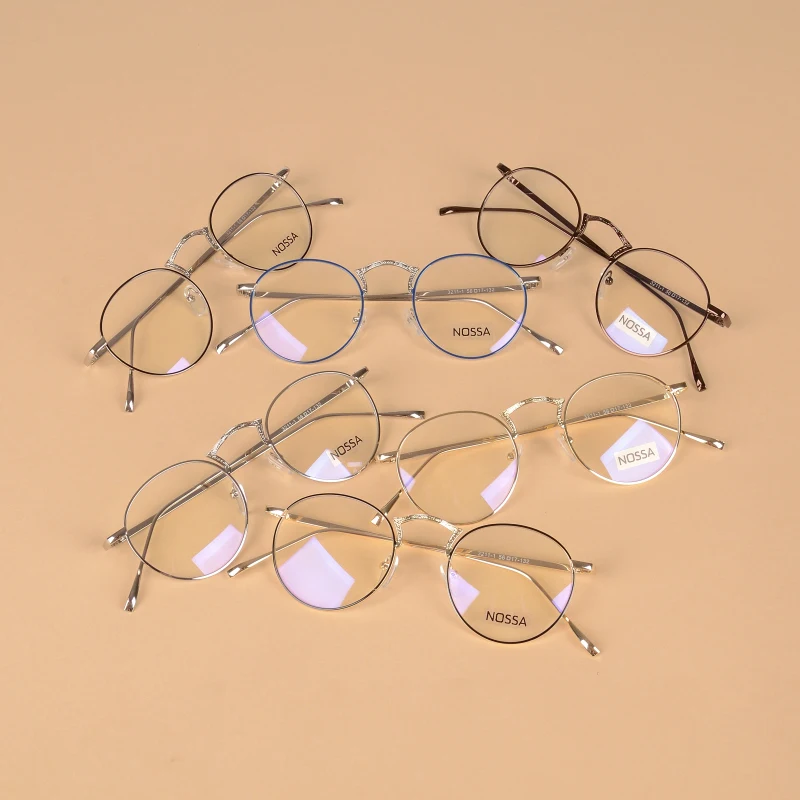 Женские модные очки, круглая оправа, элегантные женские металлические очки, оправа с прозрачными линзами, мужские Оптические Оправы для близорукости, студенческие очки