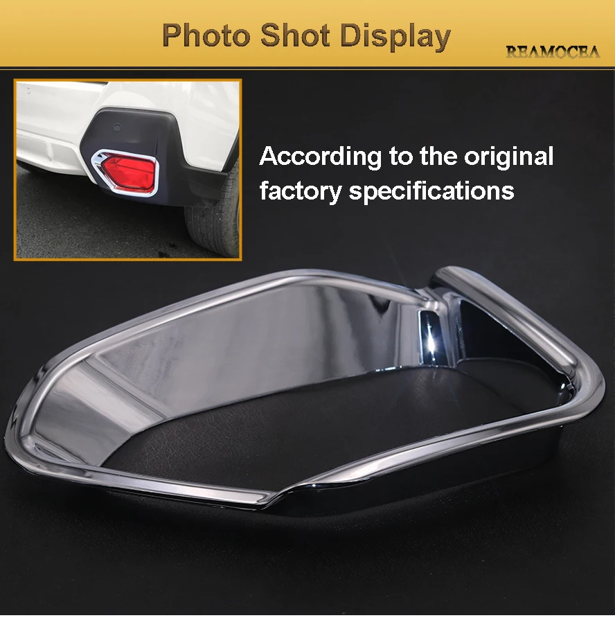 Reamocea For Subaru XV Crosstrek 2018 2Pcs Chrome Rear Fog Light Lamp Foglight Bumper Cover Trim Bezel Frame Surround Molding  (11)