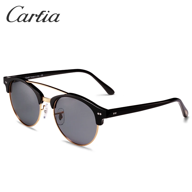 Carfia, женские Винтажные Солнцезащитные очки, поляризационные, Ретро стиль, солнцезащитные очки для отдыха, путешествий, брендовые, дизайнерские,, защита от уф400 лучей, CA5011 - Цвет линз: black grey C02