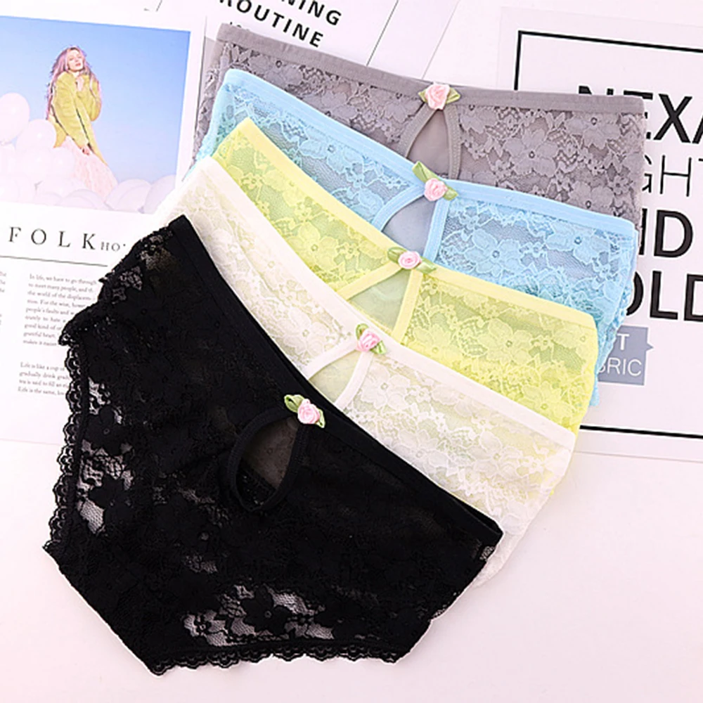 

11pcs Girl sexy Candy Colors Lace panties Black women's Briefs Ms. underwear Ladies Solid color Breathable Intimates underpants