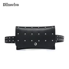 DIINOVIVO, модная сумка на пояс с заклепками, женская кожаная сумка, мотоциклетная поясная сумка, унисекс, сумки для мобильного телефона, WHDV0440