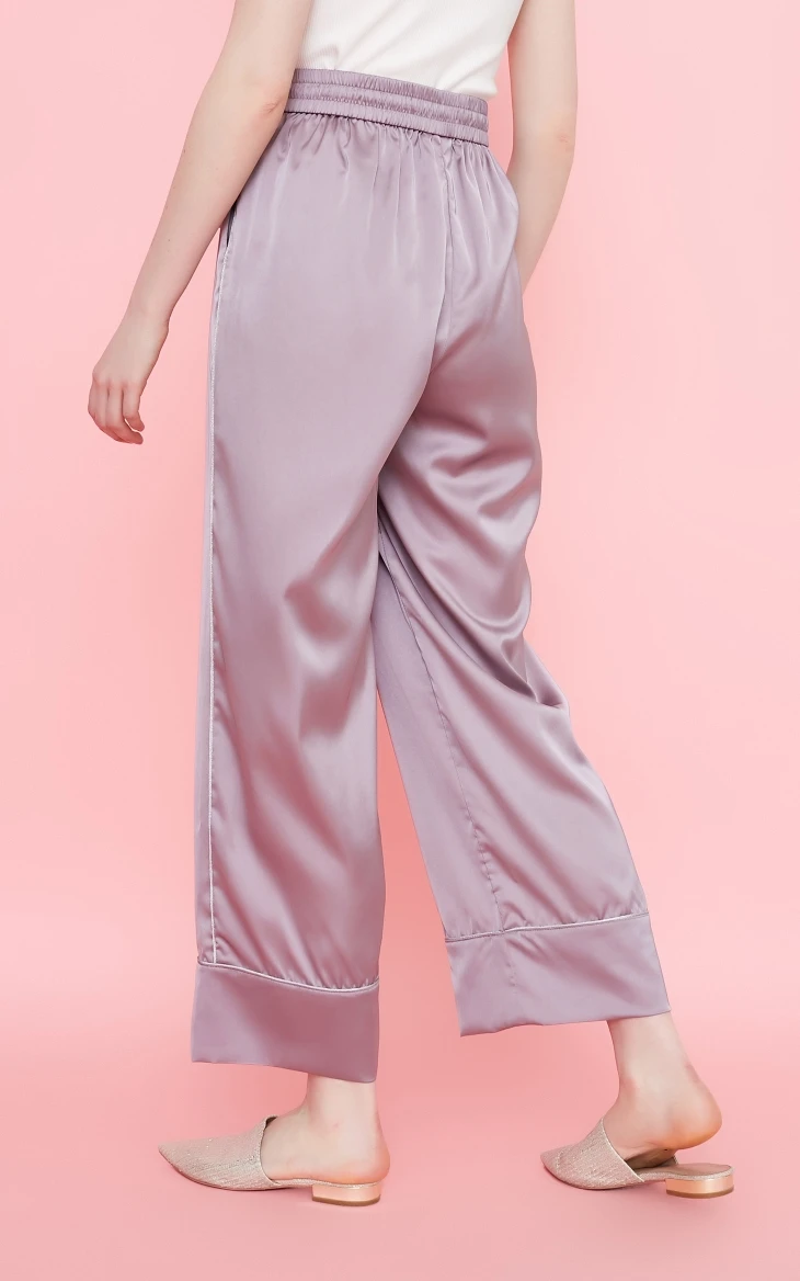 Vero Moda New Women's Elasticized Waist Casual Cropoed Wide-leg Pajama Sleepwear Pants |3182P7504