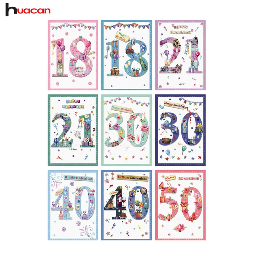 

HUACAN Diamond Painting Cartoon Birthday Present Diamond Mosaic Full Kit Sale Picture Rhinestones Home Decor