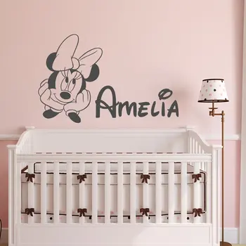 

Minnie Mouse Name Wall Decal Girl Personalized Baby Girls Vinyl Wall Sticker Home Decor Interior Design Kids Room Ornament D295