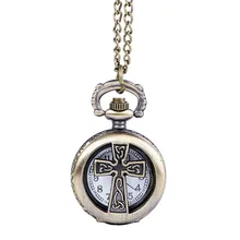Религиозные антикварные крест изображения карманные часы с кварцевые часы в стиле ретро дизайн перспектива повседневные мужские и женские карманные часы