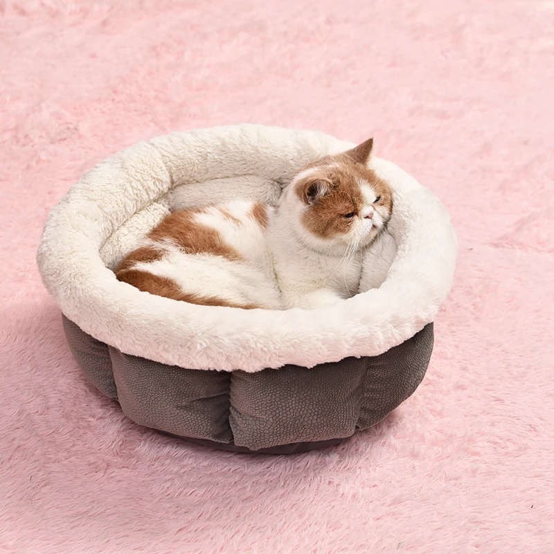 Круглая тёплая и мягкая Кровать для питомцев водонепроницаемая кровать для собак и кошек с Повседневным стилем 4 цвета