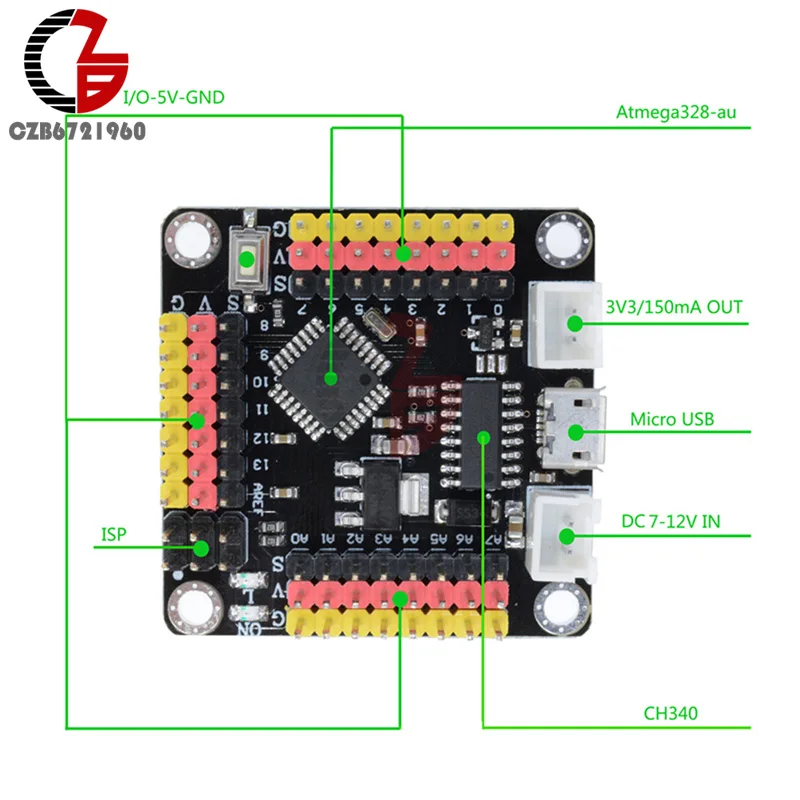 CH340 CH340G ttl USB NANO V3.0 Atmega328 Pro мини Сильный модуль Atmega328P Микроконтроллер плата для Arduino IIC IEC SPI