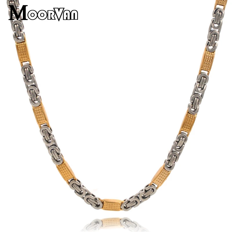 Moorvan 6 мм плоская, византийское плетение звено из нержавеющей стали ожерелье Мужская цепочка в стиле «стимпанк» винтажные мужские Подарочные ожерелья VN272