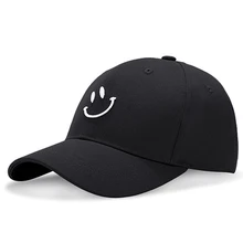 3D Embroidery Smile Pattern Baseball Caps Hats For Women Men Casual Solid Cotton Hat Cap Summer Dad Hat Black White Color 2018