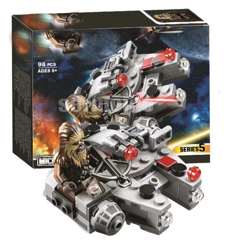 

98PCS Star Wars Spaceship Warships Microfighters Millennium AT-ST Fighters Building Blocks Bricks Toys Compatible with Legoings