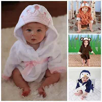 

New Infant Baby Girl Boy Hooded Bath Towel Wrap Bathrobe Bathing Shower Blanket Size 1-5T