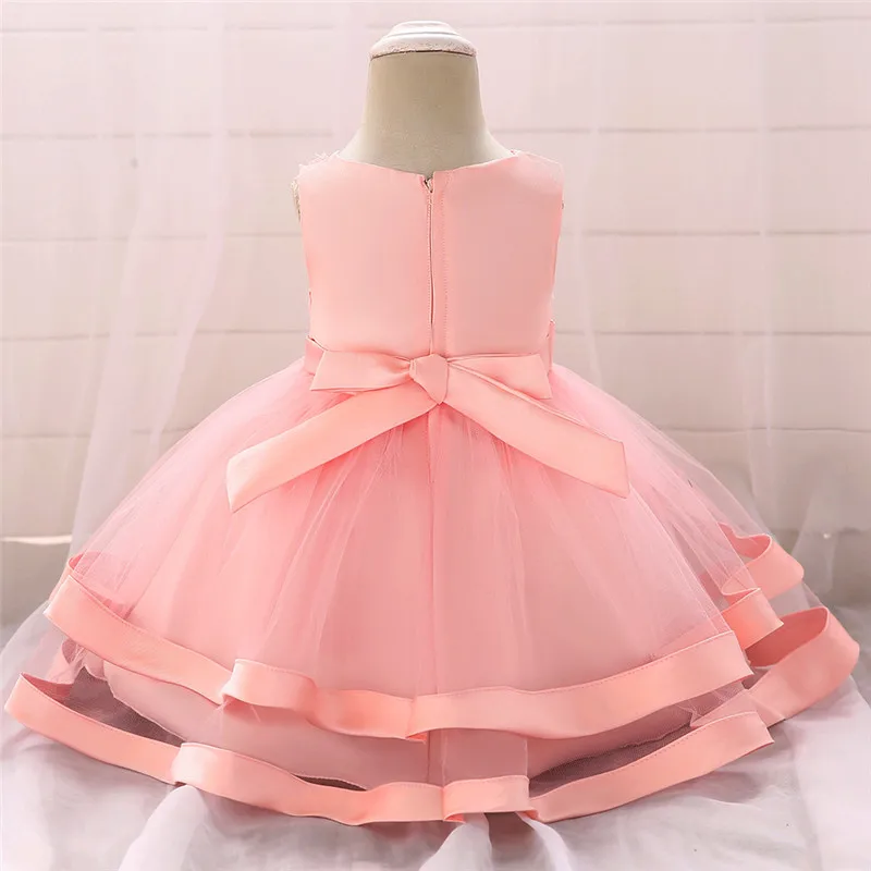 Новое платье с цветочным рисунком для маленьких девочек костюм для маленьких девочек на 1 год Детские вечерние платья принцессы с юбкой-пачкой, Украшенные бусинами и кружевами