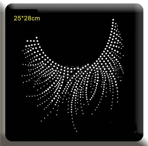 

2pc/lot Sweater neckline patches hot fix motif iron on crystal transfers design iron on rhinestone motifs