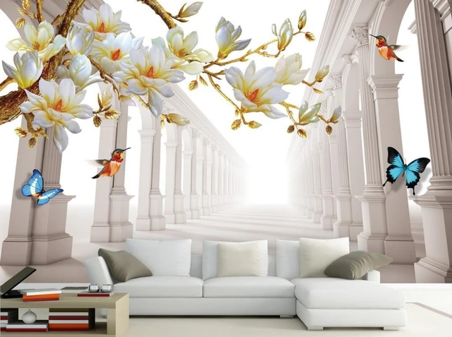 Fashion magnolia space backdrop 3d wall murals wallpaper 3d flower wallpaper  Home Decoration