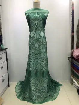 

Nigerian wedding green fabric, high quality Nigerian lace fabric, new sequined lace fabric JL28561