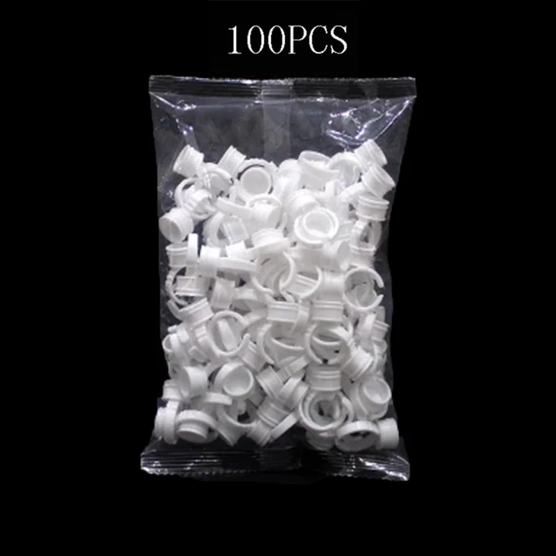 50pcs Disposable Permanent Makeup Ring No Divider Medium Size Tattoo Ink Eyebrow Lip Tattoo Pigments Holder Rings ContainerCup  6