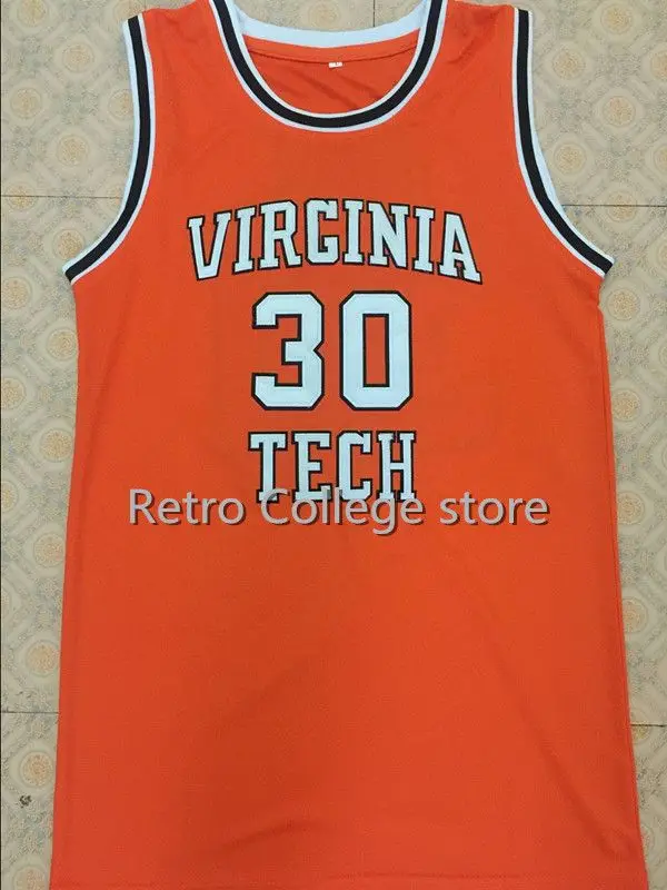 

#30 Dell Curry Virginia Tech University Hokies mens Basketball Jersey Embroidery Stitched Customize any name and number