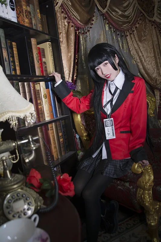 Kakegurui Compulsive Gambler Runa Yomozuki Kakegurui Cosplay Costume Runa Yomozuki Coat Jabami Yumeko Cosplay Costume and wig