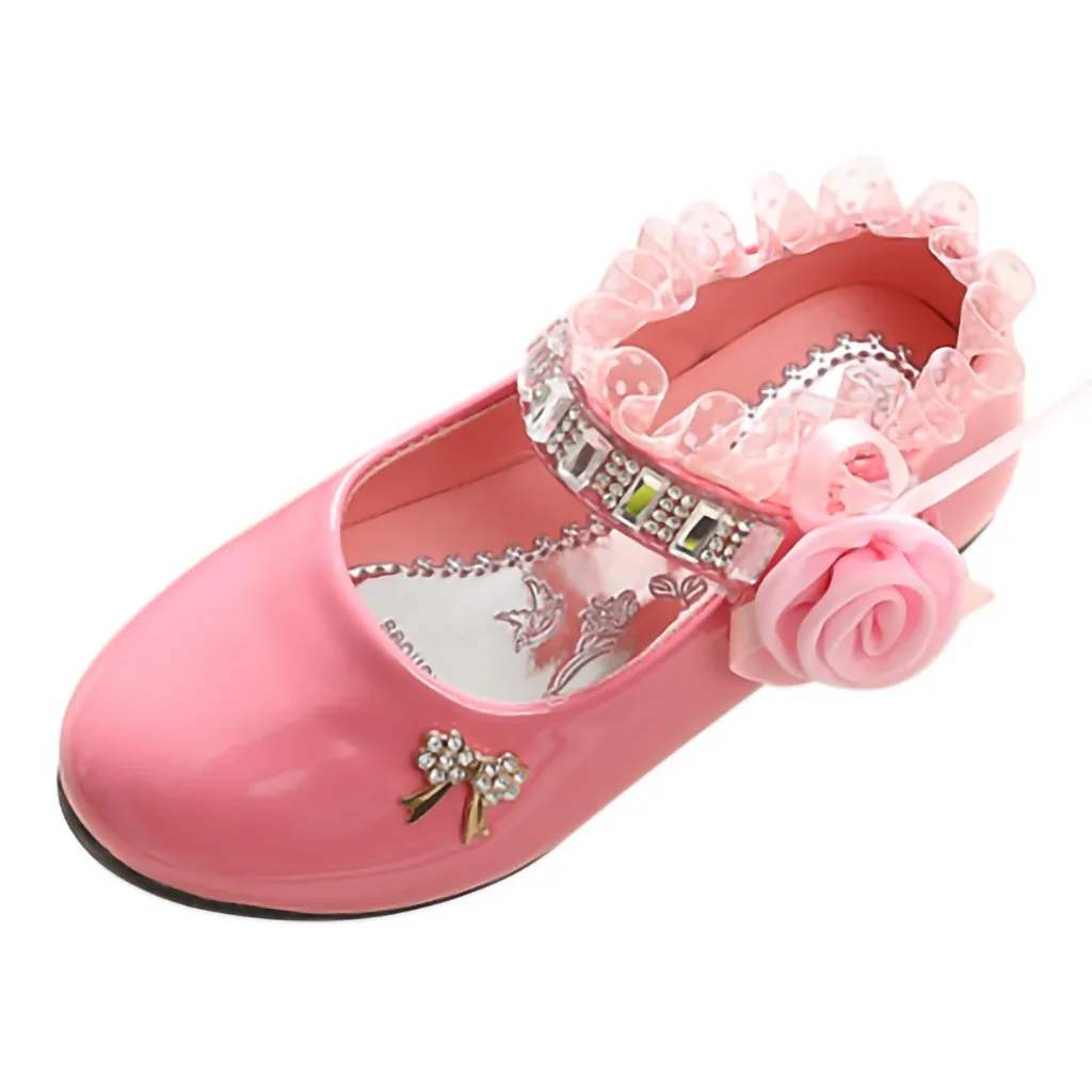 Детские кружевные туфли принцессы для маленьких девочек с кристаллами; милые летние туфли для малышей