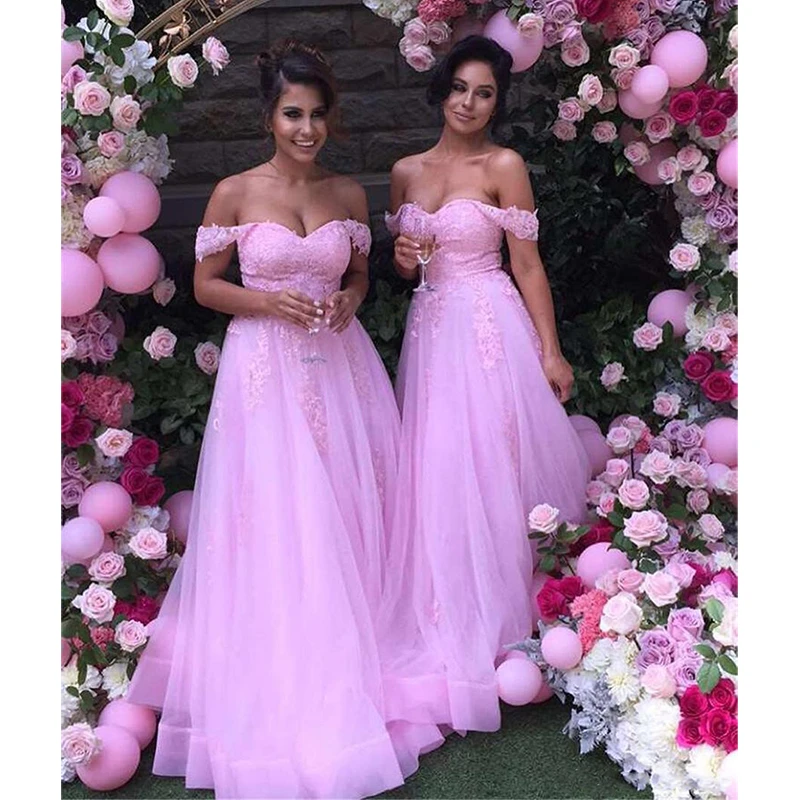 pink puffy bridesmaid dresses