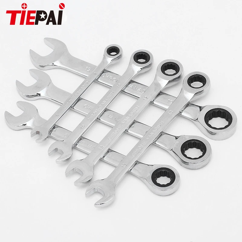 Tiepai 8 19MM Chromed Movable Head Ratchet Wrench Sets Torx Wrench