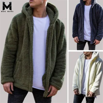 

Hot Winter Men's New Solid Color Hooded Cardigan Jackets Men Fashion Brand Casual Wild Cotton Warm Long Sleeves Mens Jackets
