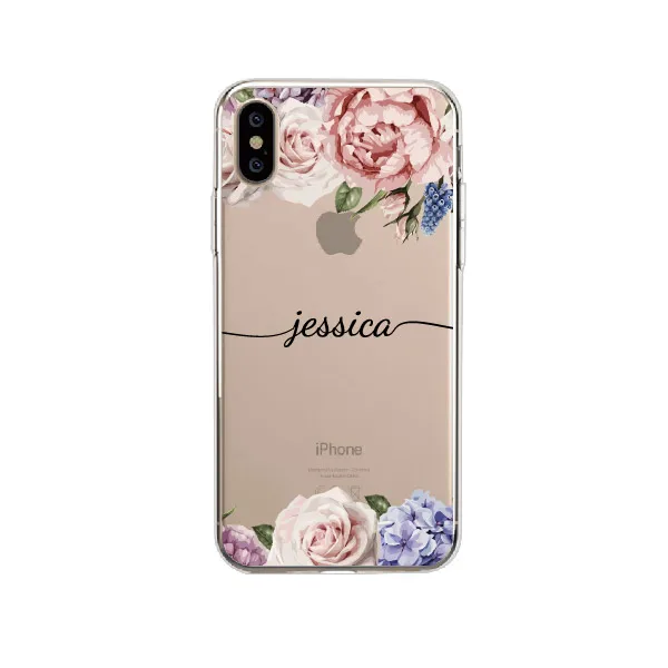 На заказ Ваше имя тропические цветочные границы красоты телефон мягкий прозрачный чехол для iPhone 11 Pro Max XS Max XR X 7Plus 8Plus - Цвет: Floral 4
