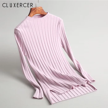 

Women Sweaters And Pullovers Long Sleeve Knitted Pink Women's Sweater Female Long Winter Elastic Jumper Tops Sueter