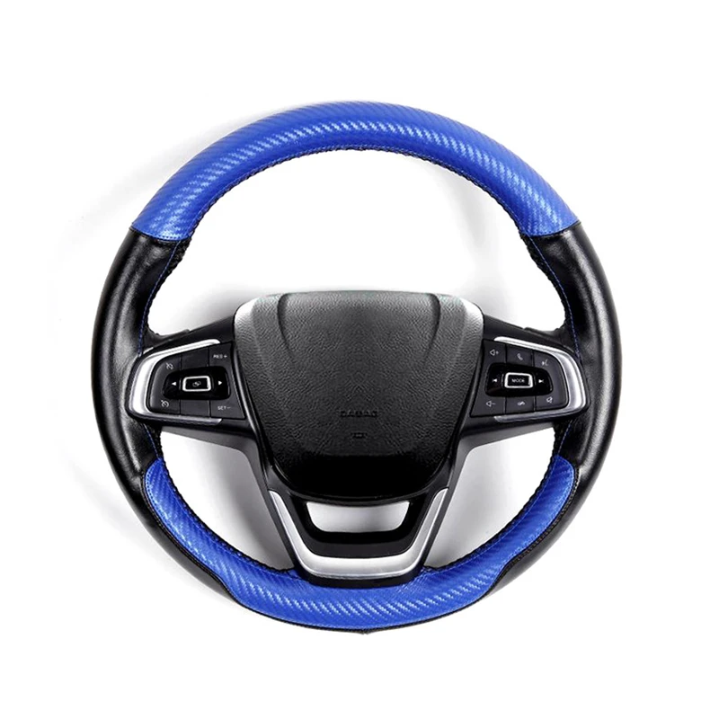 

Hand sewing Skidproof Safety Carbon Fiber Leather Car Steering Wheel Cover Wear-resistant Durable Universal Auto Accessories