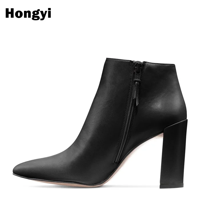 

Punk Rock Black Leather Gladiator shoes Slip On Ankle Boots Womens Pointed Toe High Heel Pumps Clubwear