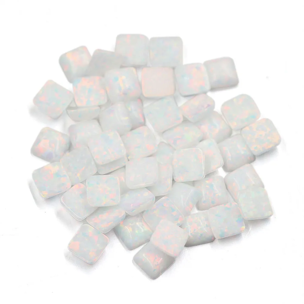 

50pcs/lot OP18 Square Cabochon Flat Bottom Loose Synthetic Opal Stone Beads for Jewelry Making