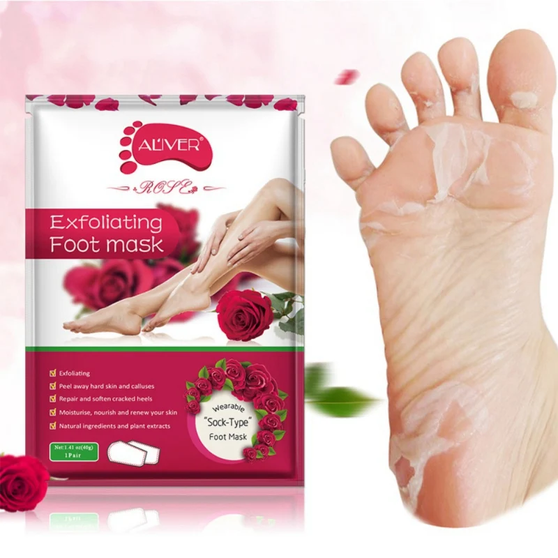 1 Pair Rose Feet Peel Mask Remove Dead Skin Foot Mask for Legs