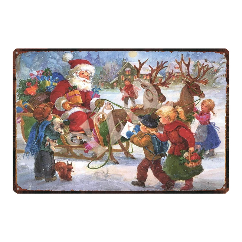 

Santa Claus Christmas Vintage Tin Sign Metal Plate Christmas Decorations For Home Wall Bar Art Party Decor 30X20CM DU-2086