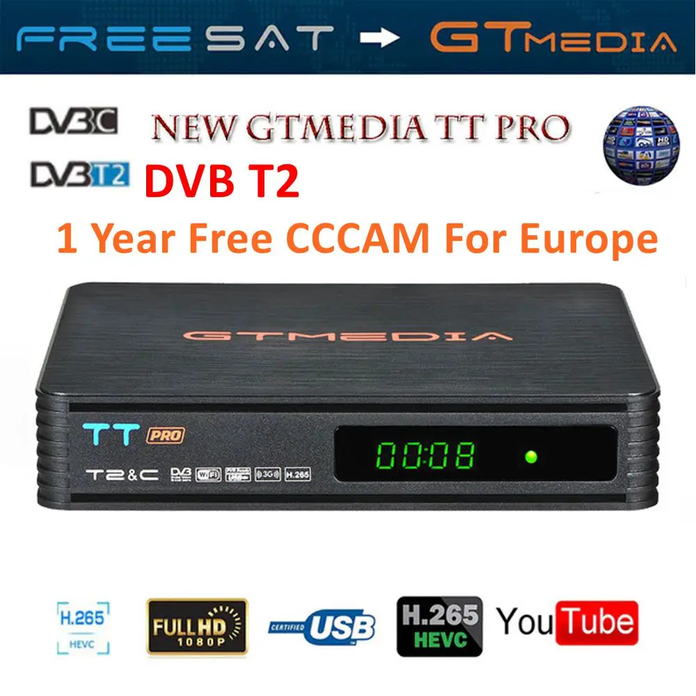 

GT MEDIA TT PRO DVB-T2/T Terrestrial TV Receiver HD Digital TV Tuner Satellite Receptor DVB T2 H.265 DVB-C TV BOX CCCAM PK X96