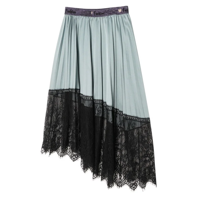 Free shipping2019Summer style Fashion Ladies big size elegant skirt lace patchwork asymmetrical skirts plus size clothing XXXXXL