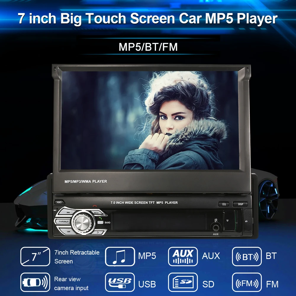

7inch Retractable MP5 Player Car Stereo Radio Player Car Multimedia Entertainment Player For passat b6 ford focus 2 kia rio 3