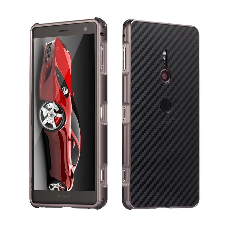 

Luxury Carbon Fiber Metal Bumper Case For Sony Xperia XZ3 Fundas Hard PC Back Cover Case For Sony Xperia XZ 3 Anti-Knock Cover
