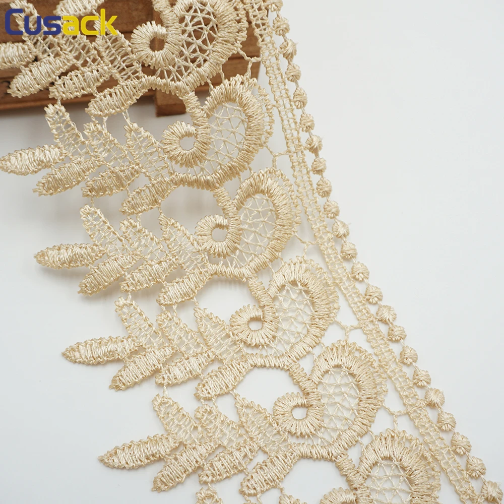 

15 yards 8.5 cm Lace Trims Ribbon for Dresses Trimmings Home Textiles Applique Sewing Accessories White Brown Strip Lace Fabric