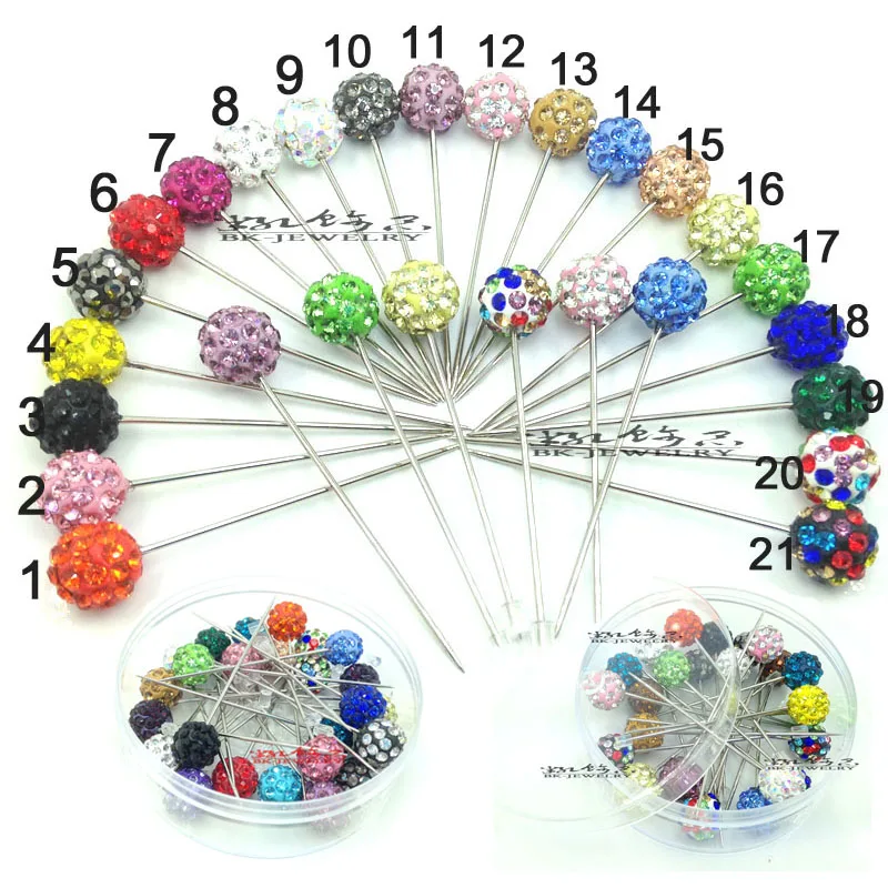 

36pcs/lot Colorful Rhinestone Ball Muslim Brooch Pin Hijab Scarf Pins, Scarf Clip,Wedding Pin Each Have Safty Back