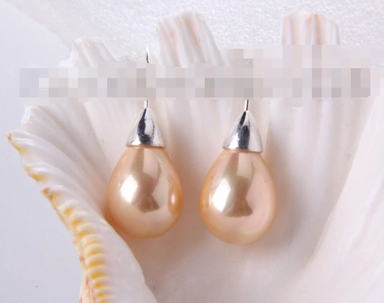 

1212 drip gold south sea shell pearl dangle earrings