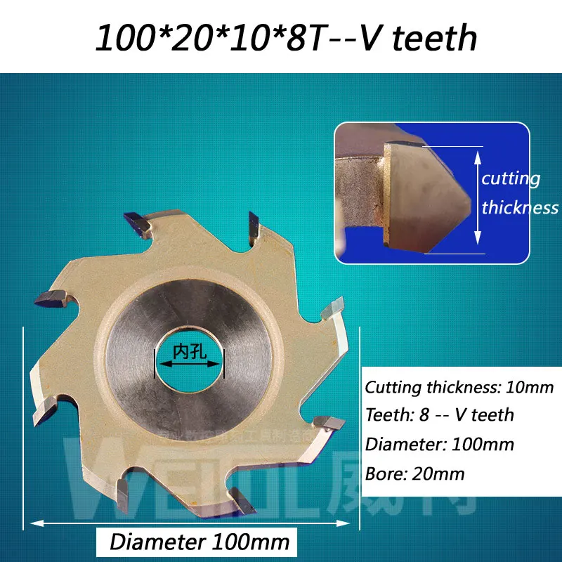 100 мм 8 зубов TCT канавок 6 зубов щелевой резак " Фрезерные фрезы по дереву отверстие: 20 мм толщина резки 8 или 10 мм - Цвет: 10mm--8 Teeth