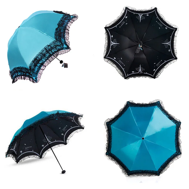 Кружевной складной женский зонтик, качественный светильник, портативный зонтик для девочек, защита от солнца и дождя, модный бренд, УФ защита, зонты