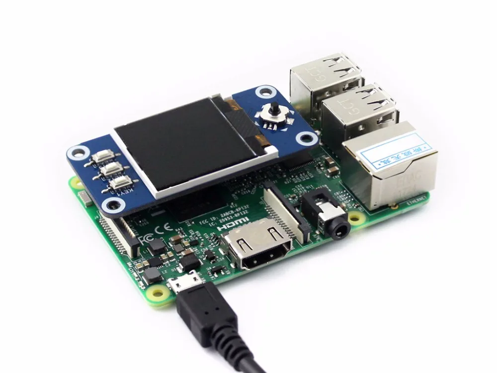 1,44 дюймовый ЖК-дисплей шляпа для Raspberry Pi 2B/3B/3B+/Zero W, 128x128 пикселей, SPI интерфейс, ST7735S драйвер