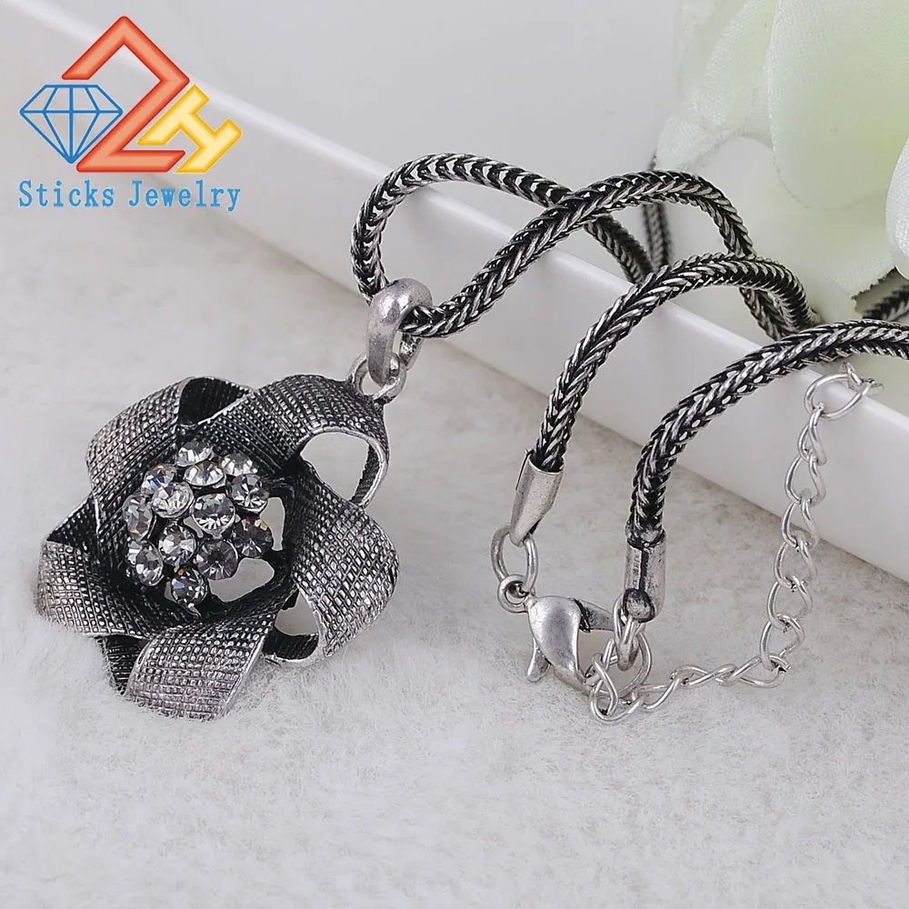 

(1 pieces/lot) Rose diamond pendant necklace,free shipping