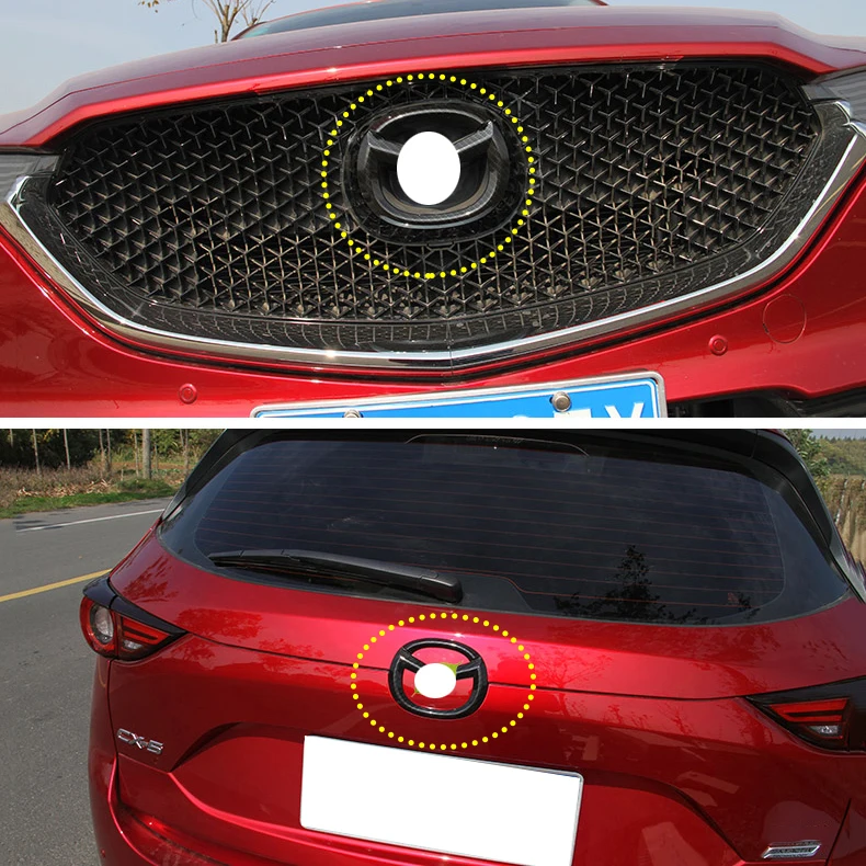 

For Mazda CX-5 CX5 2017-2018 ABS Carbon fiber style Boot Bonnet Front and Rear Emblem Badge Symbol Logo cover trim 2pcs