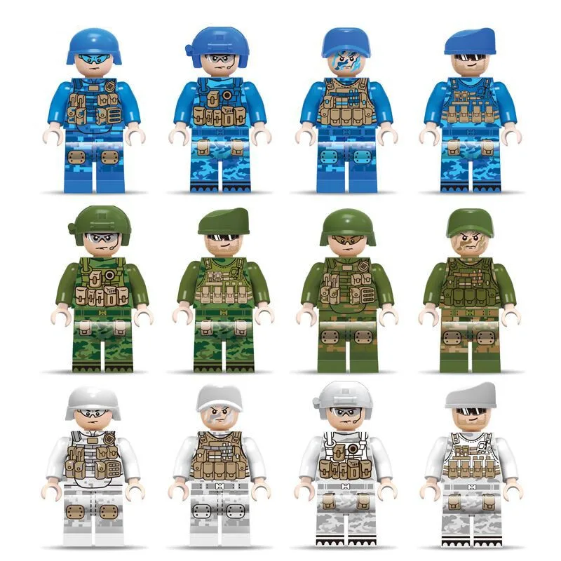 

12pcs MILITARY Army Navy Seals Team Air Force SWAT Camouflage Soldier Building Blocks Figures Educational Gifts Toy Boy children