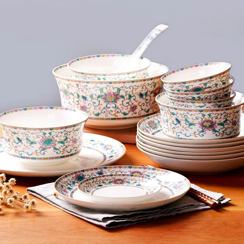 Free shipping dinnerware set ceramic 58pcs Jingdezhen bone china