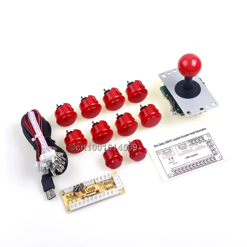 

Arcade Control Panel 8 x Kit Sanwa Push Button + 2 x Reyann Button + 4 / 8 Way Joystick Arcade + USB Encoder To Raspberry Pi 3