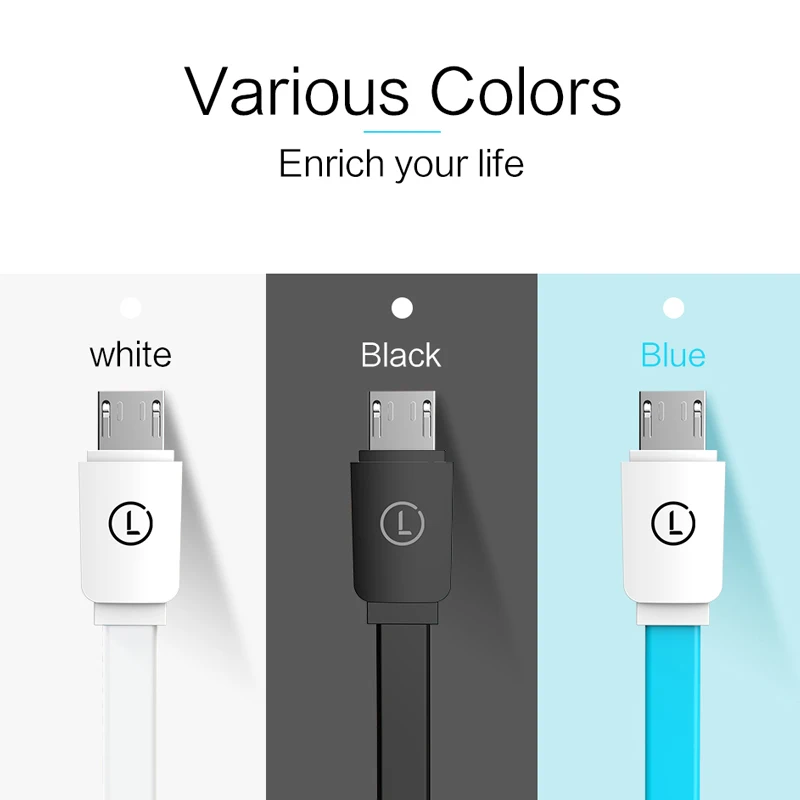 LINGCHEN Micro USB Cable for Samsung 2A Soft Fast Charge Data Cable Mobile Phone Cable Tablet Android Micro USB Cord 25cm 100cm